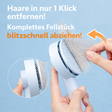 Selbstreinigende Fellbürste mit One-Click-Mechanismus für Hunde und Katzen

